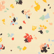 Backdrop Fairfarren wallpaper in Warm Multi, featuring abstract, colorful paint strokes on a light background, styled in a modern living room.