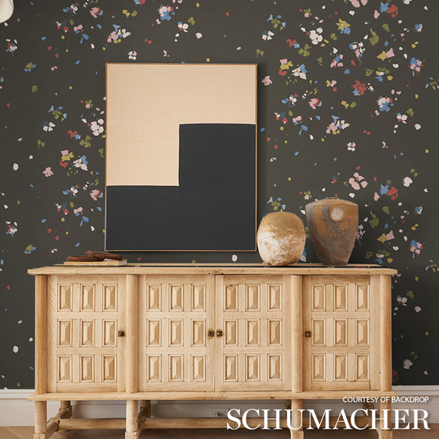Fairfarren Dark Multi by Backdrop Abstract Floral Wallpaper – Schumacher 5014883