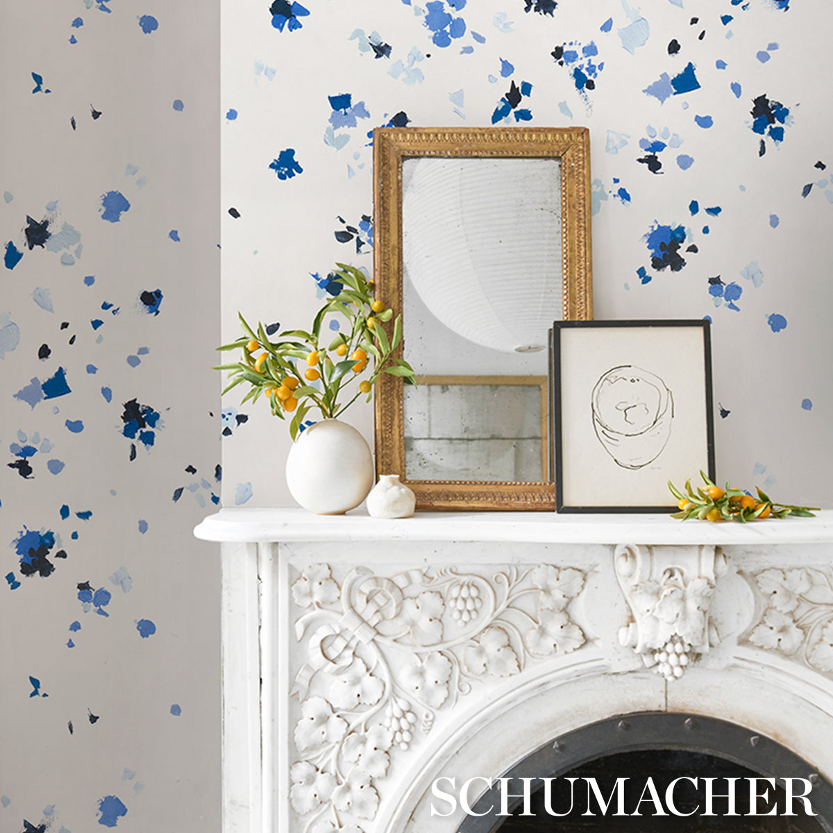 Fairfarren Clean Blue by Backdrop Abstract Painterly Wallpaper – Schumacher 5014884