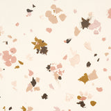 Backdrop Fairfarren wallpaper in warm pink with abstract paint stroke pattern, shown in room and close-up views.