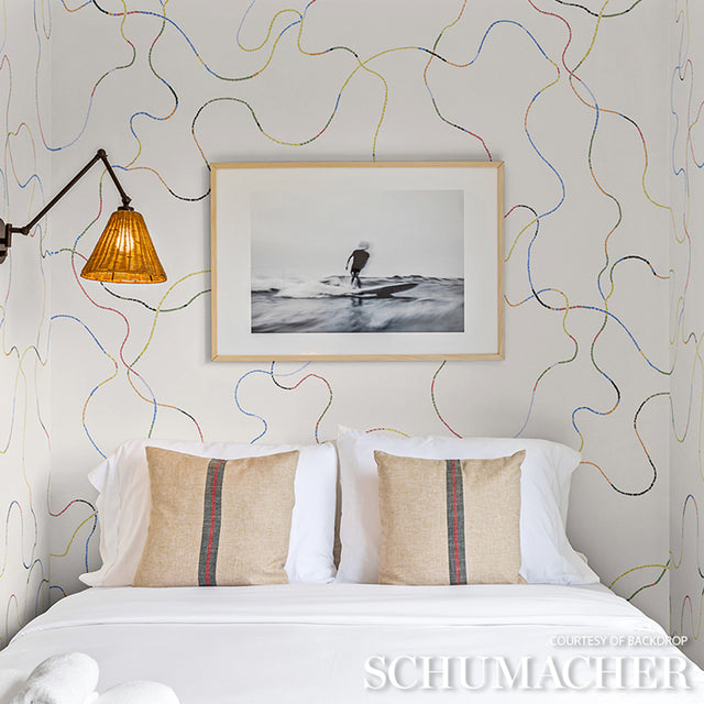 Turini Bright Multi by Backdrop Abstract Vermicelli Wallpaper – Schumacher 5014890