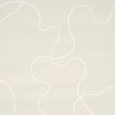 Turini Light Beige wallpaper by Backdrop for Schumacher, featuring a large-scale calligraphic vermicelli motif in a neutral palette.