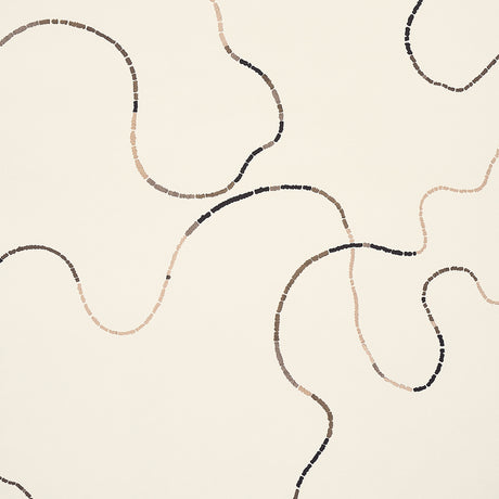 Turini Cocoa Multi wallpaper by Backdrop for Schumacher, featuring a large-scale vermicelli motif in neutral tones.