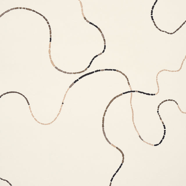 Turini Cocoa Multi wallpaper by Backdrop for Schumacher, featuring a large-scale vermicelli motif in neutral tones.