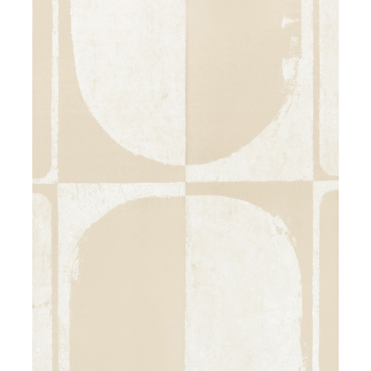 THE CLOISTERS PANEL SET in warm white by Backdrop for Schumacher. Abstract architectural mural wallpaper with patinated plaster effect.