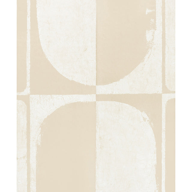 THE CLOISTERS PANEL SET in warm white by Backdrop for Schumacher. Abstract architectural mural wallpaper with patinated plaster effect.