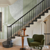 The Cloisters Panel Set Soft Green by Backdrop Abstract Architectural Mural Wallpaper – Schumacher 5014901