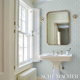 Gardenia Egg Blue by Neisha Crosland Small-Scale Floral Stripe Wallpaper – Schumacher 5014921