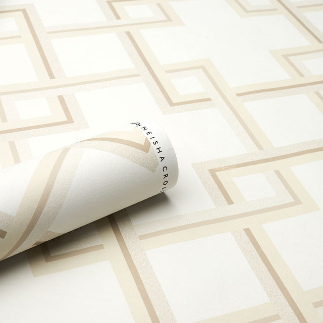Mah Jong Light Ivory Lattice Wallpaper by Neisha Crosland – Schumacher 5014930