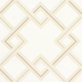 Mah Jong by Neisha Crosland in Light Ivory, a large-scale interlocking lattice Art Deco wallpaper by Schumacher
