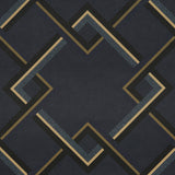 Mah Jong River Blue geometric lattice wallpaper by Neisha Crosland for Schumacher
