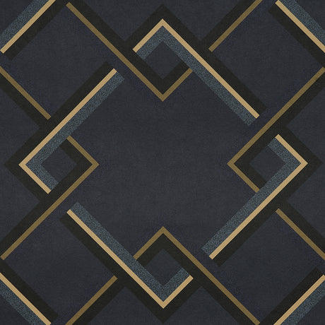 Mah Jong River Blue geometric lattice wallpaper by Neisha Crosland for Schumacher