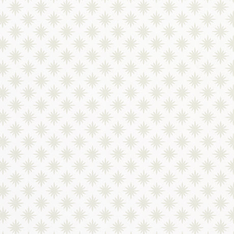 Star Anise Mink wallpaper by Neisha Crosland for Schumacher, delicate small-scale star pattern in neutral tones, shown in styled and detail views.