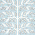 Thistle Mineral wallpaper by Neisha Crosland for Schumacher, featuring a stylized thistle motif in blue and white.