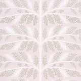 Thistle Rose wallpaper by Neisha Crosland for Schumacher, featuring a stylized thistle motif in soft pink and neutral tones.