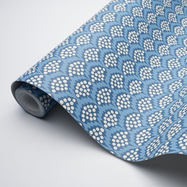 Pollen French Blue by Neisha Crosland Abstract Floral Wallpaper – Schumacher 5014960
