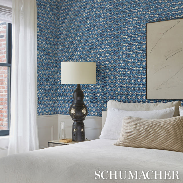 Pollen French Blue by Neisha Crosland Abstract Floral Wallpaper – Schumacher 5014960