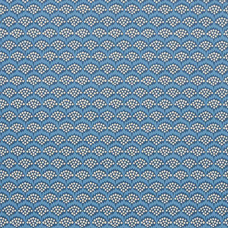 Pollen wallpaper in French Blue by Neisha Crosland for Schumacher, featuring a small-scale abstract floral pattern with scalloped effect.