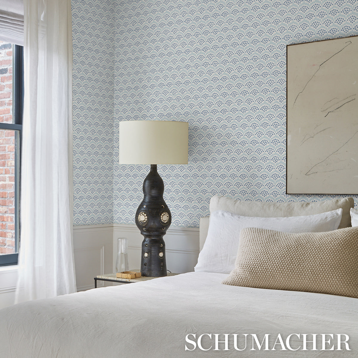 Pollen Delft by Neisha Crosland Abstract Floral Wallpaper – Schumacher 5014961