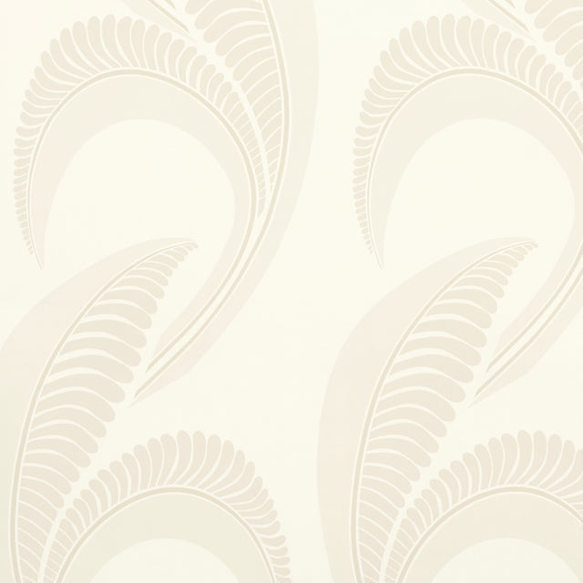 Banana Leaf wallpaper in ivory by Neisha Crosland for Schumacher, featuring a large-scale abstract botanical pattern with Art Deco influence.