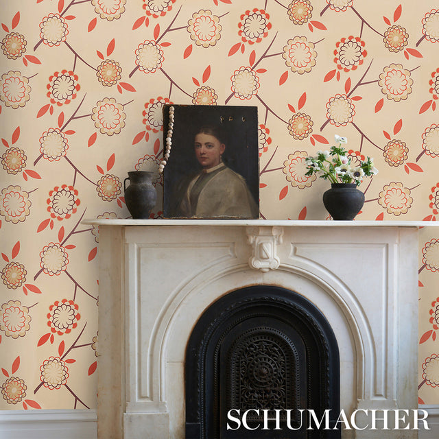 Birdtree Cockatoo Red by Neisha Crosland Modern Floral Wallpaper – Schumacher 5014990