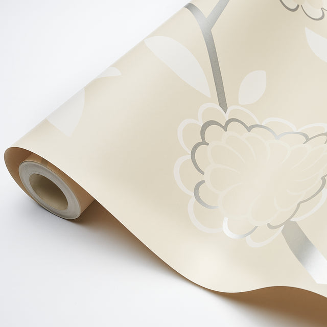 Birdtree Silver by Neisha Crosland Modern Floral Wallpaper – Schumacher 5014991