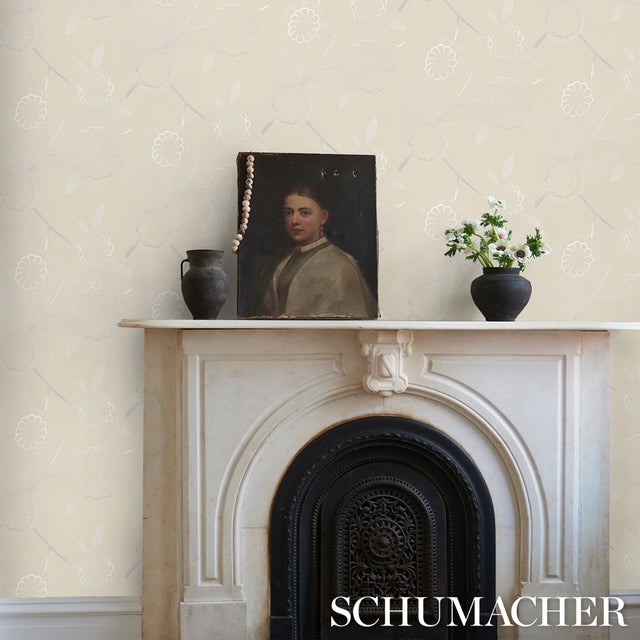 Birdtree Silver by Neisha Crosland Modern Floral Wallpaper – Schumacher 5014991