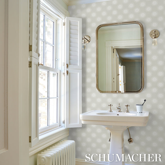 Watermark Powder Grey by Neisha Crosland Modern Geometric Wallpaper – Schumacher 5015010