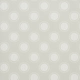 Watermark wallpaper in Powder Grey by Neisha Crosland for Schumacher, featuring graphic ringed polka dots and optical effects.