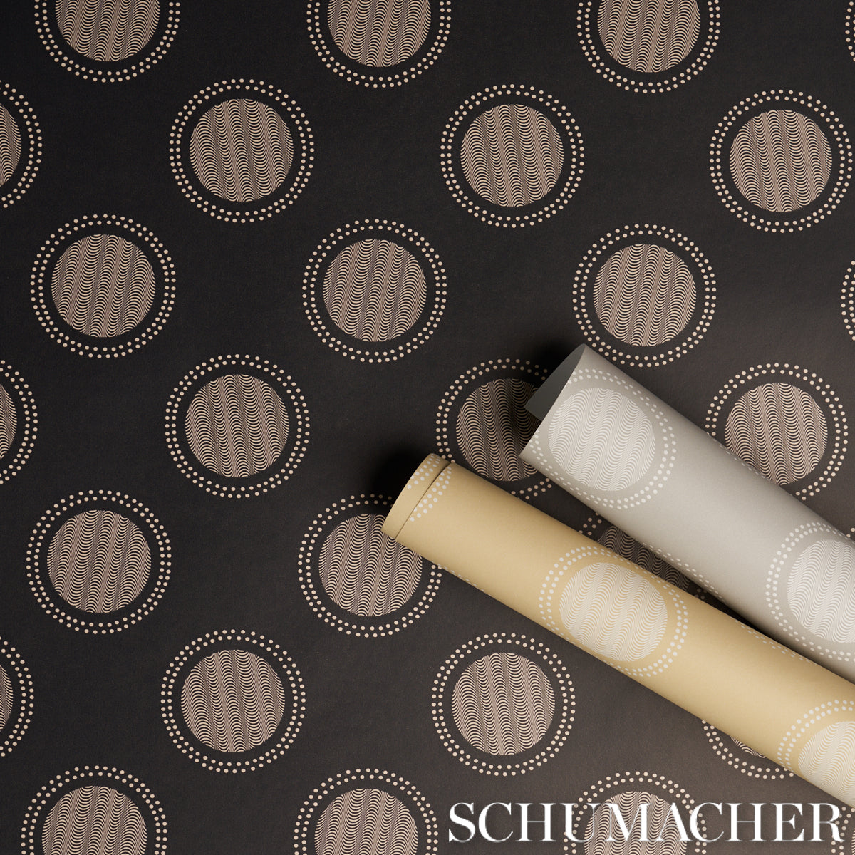 Watermark Black & White by Neisha Crosland Modern Geometric Wallpaper – Schumacher 5015012