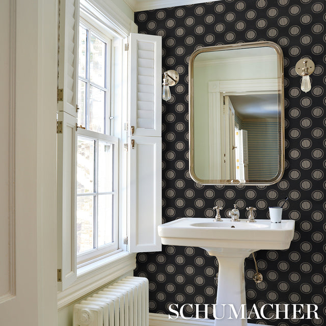 Watermark Black & White by Neisha Crosland Modern Geometric Wallpaper – Schumacher 5015012