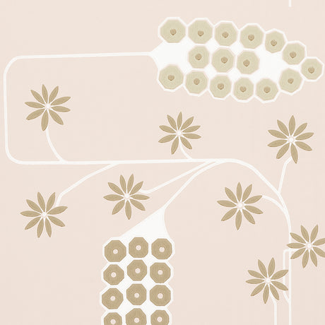 Hollywood Grape wallpaper in Plaster by Neisha Crosland for Schumacher, featuring a geometric botanical pattern in soft beige and cream tones.