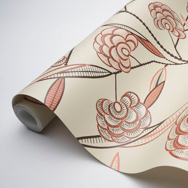 Jacob's Tree Old Rose by Neisha Crosland Modern Jacobean Magnolia Wallpaper – Schumacher 5015030