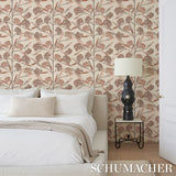 Jacob's Tree Old Rose by Neisha Crosland Modern Jacobean Magnolia Wallpaper – Schumacher 5015030