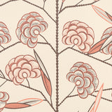 Jacob's Tree wallpaper in Old Rose by Neisha Crosland for Schumacher, featuring stylized magnolia blossoms in a modern Jacobean tree of life pattern.