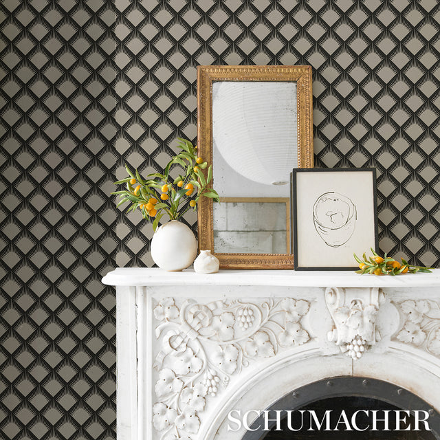 Maize Black & Cream Trellis Wallpaper by Neisha Crosland – Schumacher 5015040