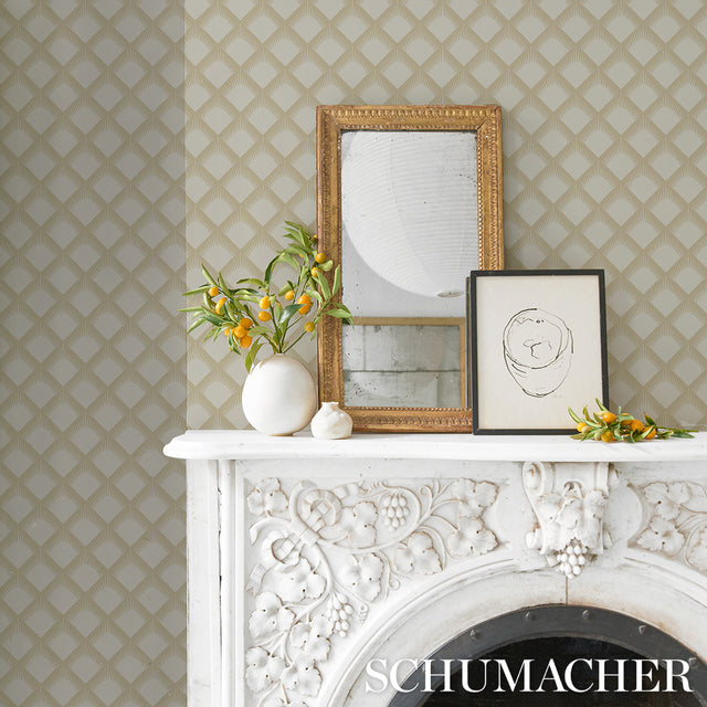 Maize Soft Gold by Neisha Crosland Geometric Trellis Wallpaper – Schumacher 5015041