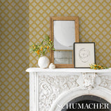 Maize Mustard by Neisha Crosland Trellis Wallpaper – Schumacher 5015042