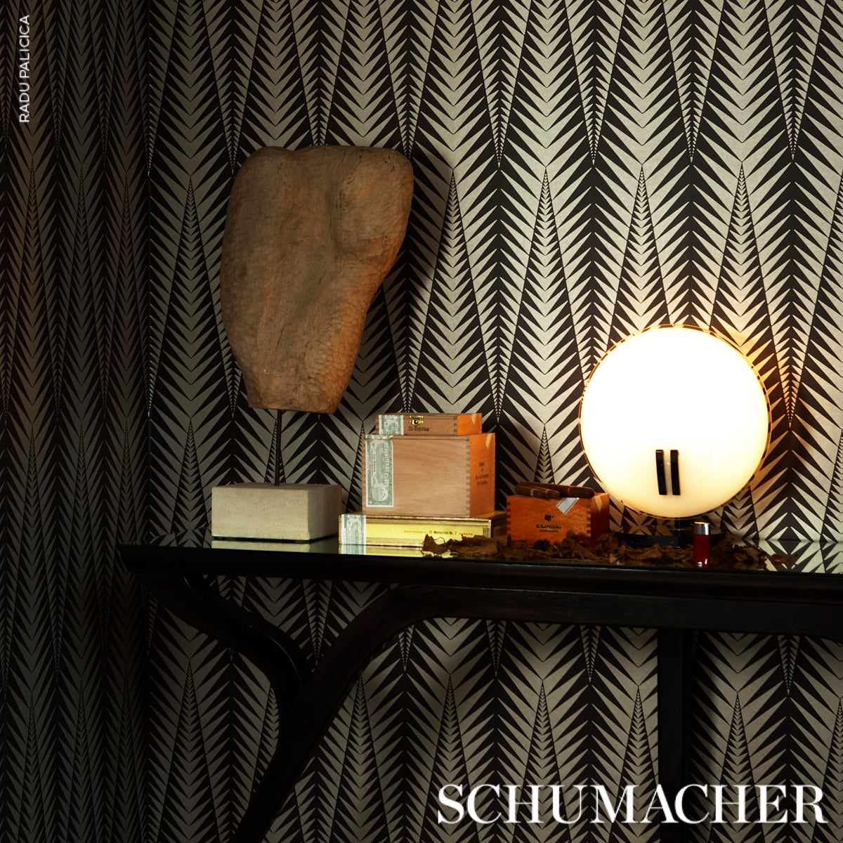 Zebra Brown Silver by Neisha Crosland Modern Animal Print Wallpaper – Schumacher 5015061