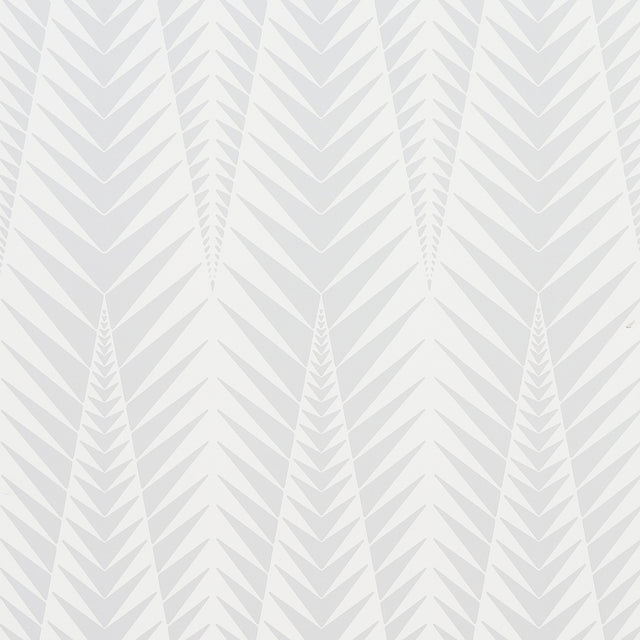 Zebra wallpaper in Dove Grey by Neisha Crosland for Schumacher features a modern, graphic abstract animal pattern in a soft grey colorway.