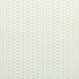 Centipede Stripe wallpaper in Icing Blue by Neisha Crosland for Schumacher, featuring a scalloped stripe and dot pattern.