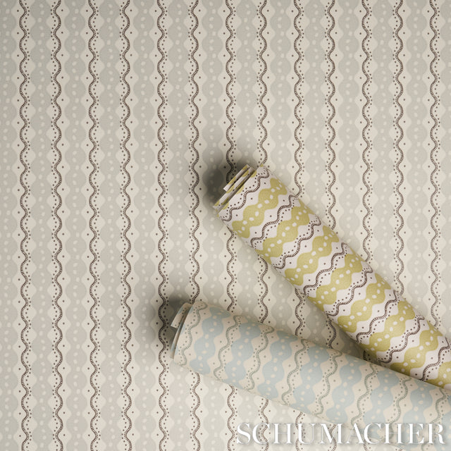Centipede Stripe Pea by Neisha Crosland Schumacher Wallpaper – Schumacher 5015072