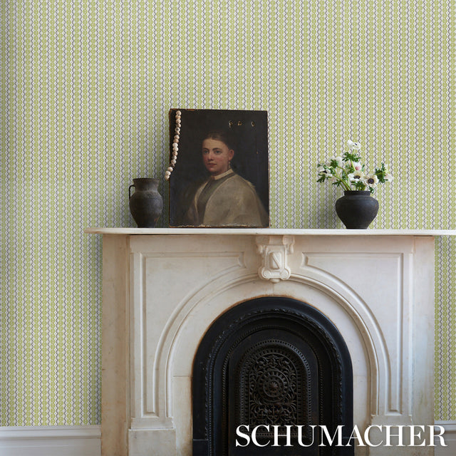 Centipede Stripe Pea by Neisha Crosland Schumacher Wallpaper – Schumacher 5015072