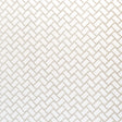 Parterre Silver by Neisha Crosland for Schumacher - small-scale herringbone geometric wallpaper in shimmering silver, shown in a styled kitchen setting.
