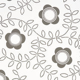 TUDOR ROSE wallpaper in charcoal and white by Schumacher, featuring a bold floral and leaf pattern designed by Neisha Crosland.