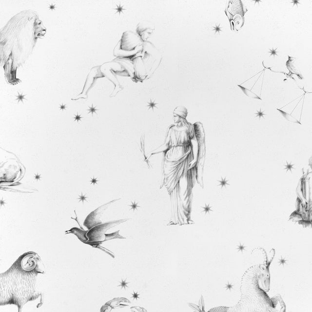 Pilar Panel Set Grisaille by Charlap Hyman & Herrero Astrological Mural Wallpaper – Schumacher 5015110