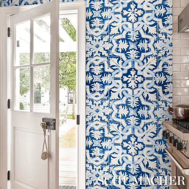Azulejos Azure by Mary McDonald Portuguese Tile Wallpaper – Schumacher 5015120