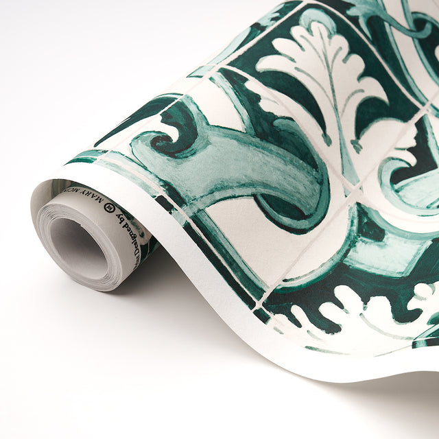 Azulejos Emerald by Mary McDonald Designer Wallpaper – Schumacher 5015121