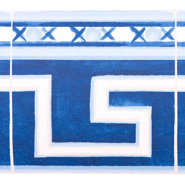 Azulejos Border Azure by Mary McDonald Greek Key Wallpaper Border – Schumacher 5015130