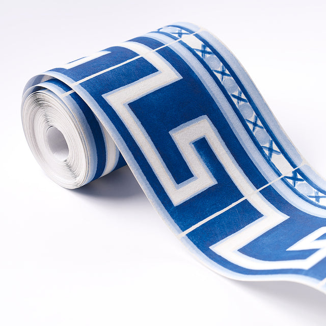 Azulejos Border Azure by Mary McDonald Greek Key Wallpaper Border – Schumacher 5015130